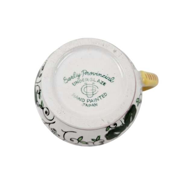 Vintage Early Provincial Hand Painted Ceramic Creamer Pitcher Roosters Roses - Picture 7 of 10